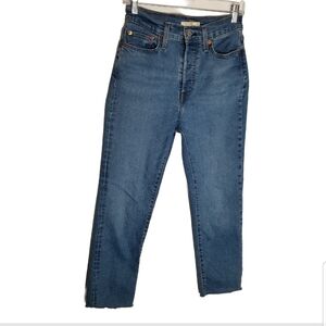 Levi's Wedgie Straight Jeans Women's Size 27 Blue Denim Button Fly 27x26.5